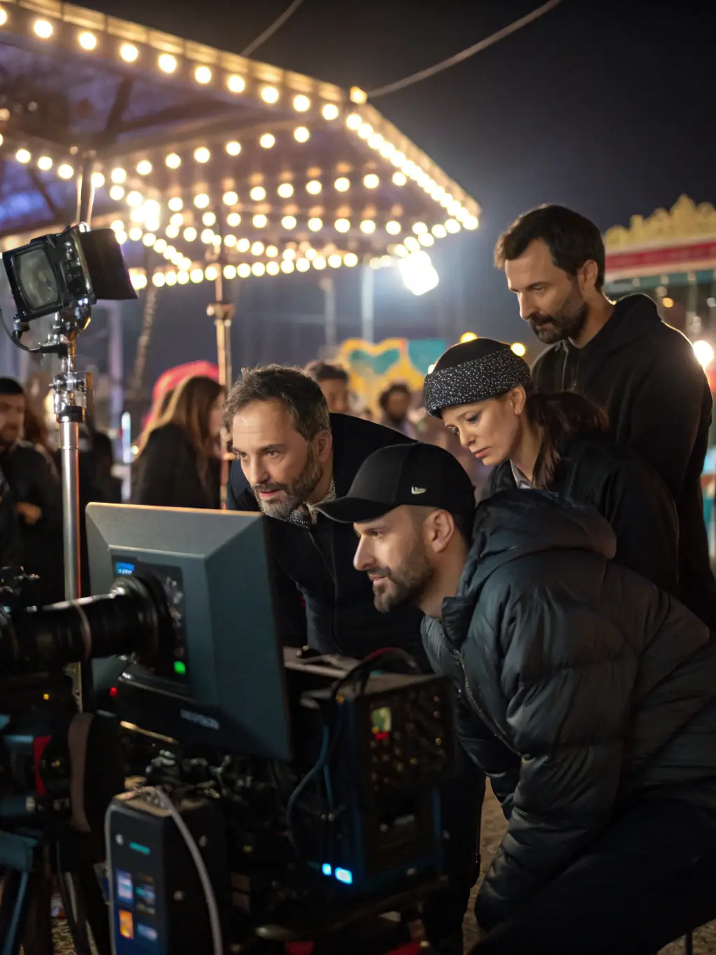 A director on set, giving instructions to the actors and crew, showcasing the leadership and artistic vision involved in directing a film for xxxmovies.